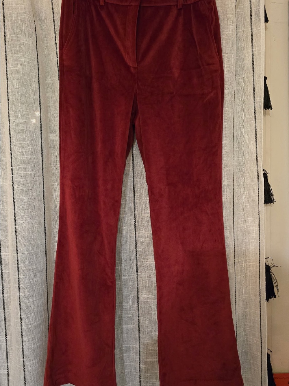 Women's Deep Red Velvet Boot-Cut Pants